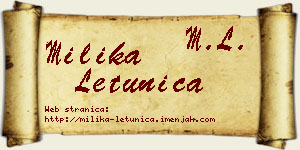 Milika Letunica vizit kartica